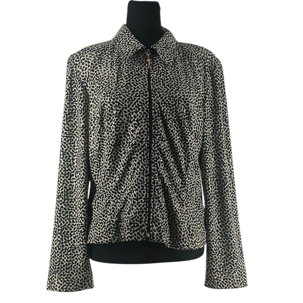 Joseph Ribkoff vintage blazer jacket animal print sheen  shoulder pads sz 10